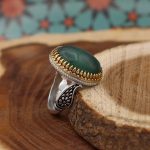 انگشتر یشم هندی نقره مردانه طرح ژوبین - Image 2