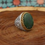 انگشتر یشم نقره مردانه طرح متین - Image 2