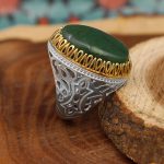 انگشتر یشم نقره مردانه طرح متین - Image 3