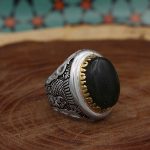 انگشتر یشم نقره مردانه طرح هخامنش - Image 2