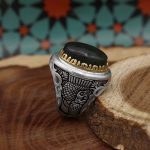 انگشتر یشم نقره مردانه طرح هخامنش - Image 3