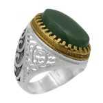 انگشتر یشم نقره مردانه طرح ساسان