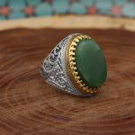 انگشتر یشم نقره مردانه طرح ساسان - Image 2
