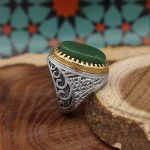 انگشتر یشم نقره مردانه طرح ساسان - Image 3