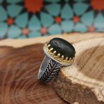 انگشتر یشم نقره مردانه طرح خوشه - Image 2