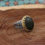 انگشتر یشم نقره مردانه طرح خوشه - Image 3