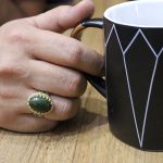 انگشتر یشم نقره مردانه طرح خوشه - Image 5