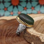 انگشتر یشم نقره مردانه طرح سلیمان - Image 3