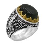 انگشتر یشم نقره مردانه طرح ققنوس