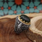 انگشتر یشم نقره مردانه طرح ققنوس - Image 2