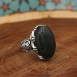 انگشتر یشم نقره مردانه طرح شاهرخ - Image 2