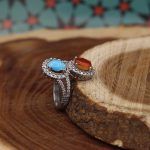 انگشتر چند سنگ نقره زنانه طرح مهری - Image 2