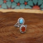 انگشتر چند سنگ نقره زنانه طرح مهری - Image 3