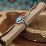 انگشتر چند سنگ نقره زنانه طرح مهری - Image 4