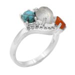 انگشتر چند سنگ نقره زنانه طرح مینا