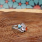 انگشتر چند سنگ نقره زنانه طرح مینا - Image 3