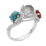 انگشتر چند سنگ نقره زنانه طرح المیرا