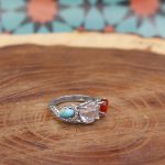 انگشتر چند سنگ نقره زنانه طرح المیرا - Image 3