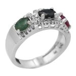 انگشتر چند سنگ نقره زنانه طرح الهام