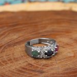 انگشتر چند سنگ نقره زنانه طرح الهام - Image 2