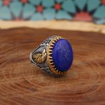 انگشتر لاجورد نقره مردانه طرح آسمان - Image 3