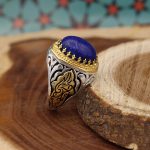 انگشتر لاجورد نقره مردانه طرح افلاک - Image 2