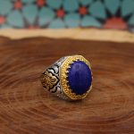 انگشتر لاجورد نقره مردانه طرح افلاک - Image 3