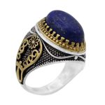 انگشتر لاجورد نقره مردانه طرح سپهر