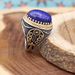 انگشتر لاجورد نقره مردانه طرح سپهر - Image 2