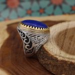 انگشتر لاجورد نقره مردانه طرح کیان - Image 2
