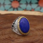 انگشتر لاجورد نقره مردانه طرح کیان - Image 3