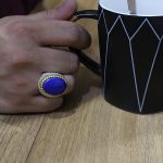 انگشتر لاجورد نقره مردانه طرح کیان - Image 4