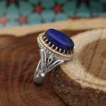 انگشتر لاجورد نقره مردانه طرح سردار دلها - Image 2