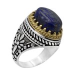 انگشتر لاجورد نقره مردانه طرح وحید