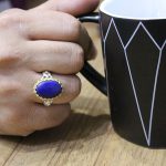 انگشتر لاجورد نقره مردانه طرح فرهاد - Image 4