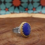 انگشتر لاجورد نقره مردانه طرح شاپور - Image 3