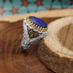 انگشتر لاجورد نقره مردانه طرح عرفان - Image 2