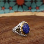 انگشتر لاجورد نقره مردانه طرح عرفان - Image 3