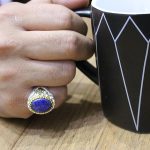 انگشتر لاجورد نقره مردانه طرح عرفان - Image 4