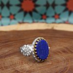 انگشتر لاجورد نقره مردانه طرح سبحان - Image 3