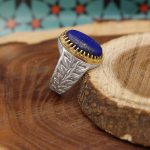 انگشتر لاجورد نقره مردانه طرح شایان - Image 2
