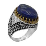 انگشتر لاجورد نقره مردانه طرح برزان