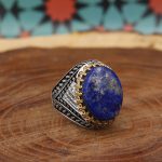 انگشتر لاجورد نقره مردانه طرح برزان - Image 2