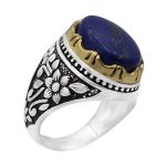 انگشتر لاجورد نقره مردانه طرح نامی