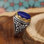 انگشتر لاجورد نقره مردانه طرح نامی - Image 2