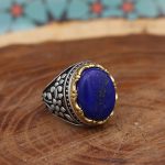 انگشتر لاجورد نقره مردانه طرح نامی - Image 3