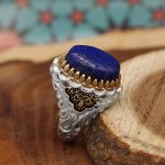 انگشتر لاجورد نقره مردانه طرح عرفان 2 - Image 2