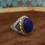 انگشتر لاجورد نقره مردانه طرح عرفان 2 - Image 3