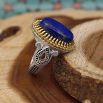 انگشتر لاجورد نقره مردانه طرح یزدان2 - Image 2