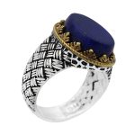 انگشتر لاجورد نقره مردانه طرح خشایار